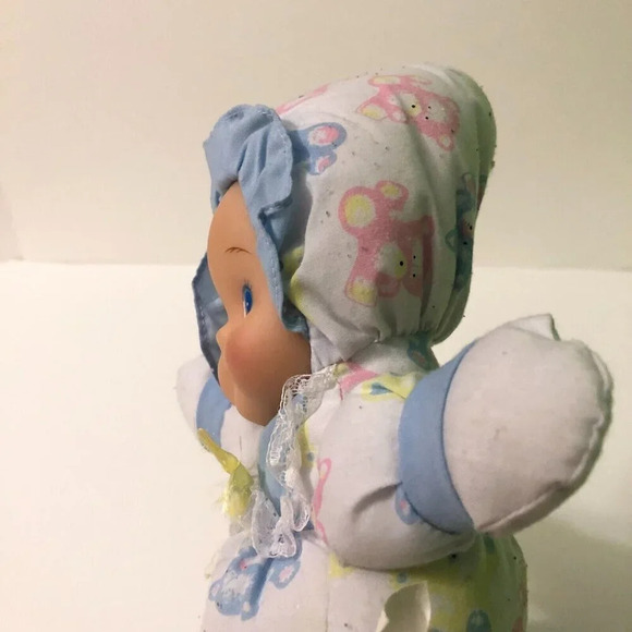 Vintage Baby Doll Plush Rubber Face 11 Inch Tall Puffalump Style Doll - Picture 15 of 16